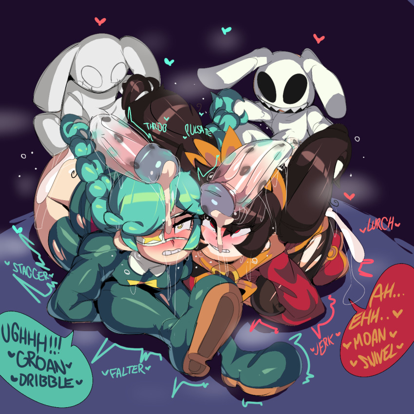 2boys 2girls after_fellatio aftersex all_fours ashley_(warioware) ass bad_baraag_id bad_id black_hair black_pantyhose blush boots bottomless bra braid breasts captain_kirb clenched_teeth clothes_lift covered_erect_nipples crossover cum cum_on_ass cum_on_body cumdrip dress dress_lift eyepatch full_body grabbing_another&#039;s_hair green_boots green_hair green_shirt hair_held_back highres holding_another&#039;s_hair huge_ass kyojiri_loli large_penis lipstick_mark lipstick_mark_on_penis loli long_hair multiple_boys multiple_girls neckerchief nintendo orange_neckerchief pantyhose penis petite purple_background red_dress red_eyes red_shoes rolling_eyes shirt shoes simple_background sitting skullgirls small_breasts speech_bubble teeth thigh_boots torn_clothes torn_pantyhose torogao twin_braids twintails uncensored underwear variant_set warioware yellow_eyes