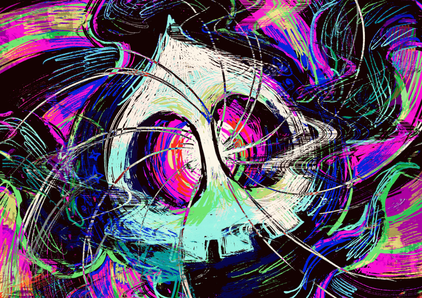 absurdres duskull game_freak gen_3_pokemon highres looking_at_viewer nintendo no_humans otonoha_aika pokemon pokemon_(creature) pokemon_focus psychedelic solo