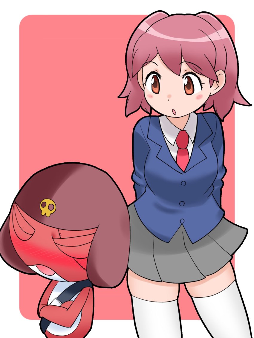 cats_yone giroro hat highres hinata_natsumi keroro_gunsou necktie school_uniform simple_background skirt