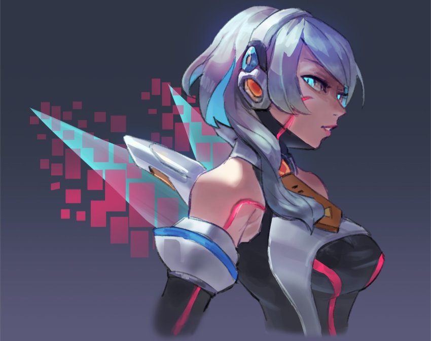 1girl android highres ico_(megaman_x_dive) looking_at_viewer medium_hair mega_man_(series) mega_man_x_(series) mega_man_x_dive nycnouu robot robot_girl silver_hair solo tagme upper_body
