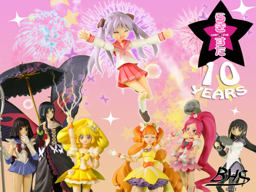 accel_world akemi_homura akemi_homura_(magical_girl) bishoujo_senshi_sailor_moon blouse crossover english_text figma go!_princess_precure hiiragi_kagami lucky_star mahou_shoujo_madoka_magica mahou_shoujo_madoka_magica_(anime) pantyhose precure precure_all_stars school_uniform serafuku shirt white_shirt