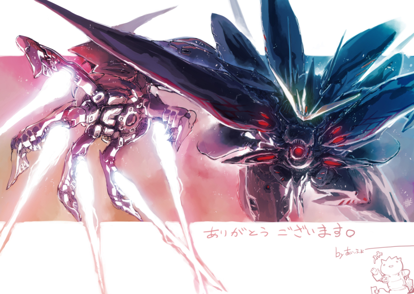 aldnoah.zero artist_name dioscuria energy_blade flying i-iv_(longman) mecha mecha_focus no_humans open_hand robot science_fiction solo v-fin