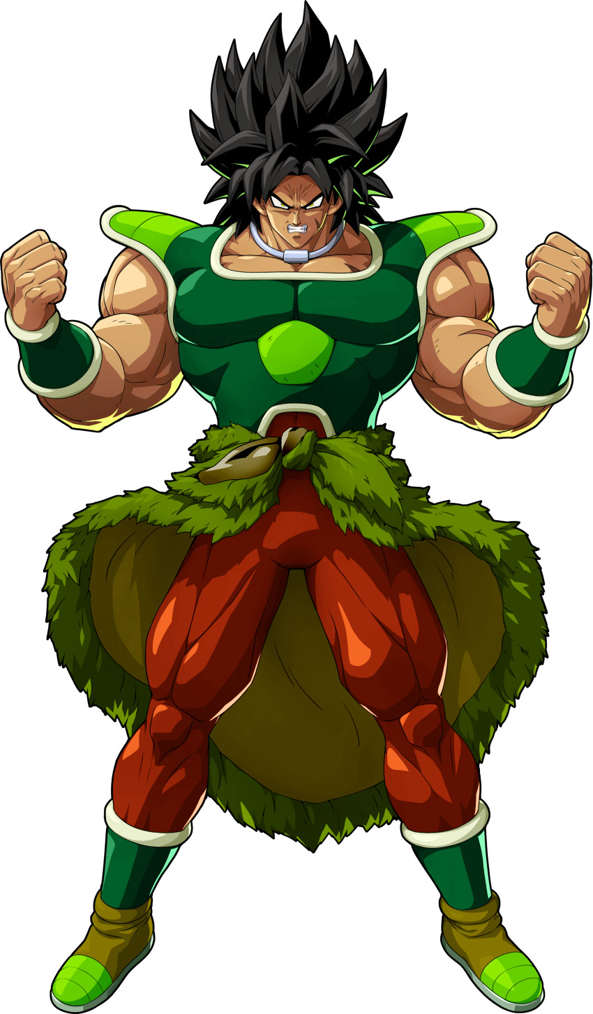 1boy absurdres armor arms_at_sides black_eyes black_hair broly_(dragon_ball_super) dragon_ball dragon_ball_fighterz dragon_ball_super dragon_ball_super_broly expressionless frown highres jewelry looking_away male_focus necklace official_art pants purple_legwear purple_pants recolor scar short_hair simple_background spiked_hair standing upper_body white_background wristband