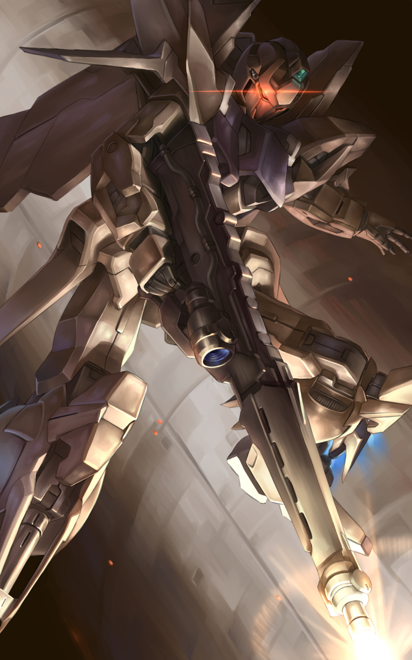 beam_rifle delta_plus energy_gun flyx2 glowing glowing_eye gun gundam gundam_unicorn highres mecha no_humans robot solo weapon