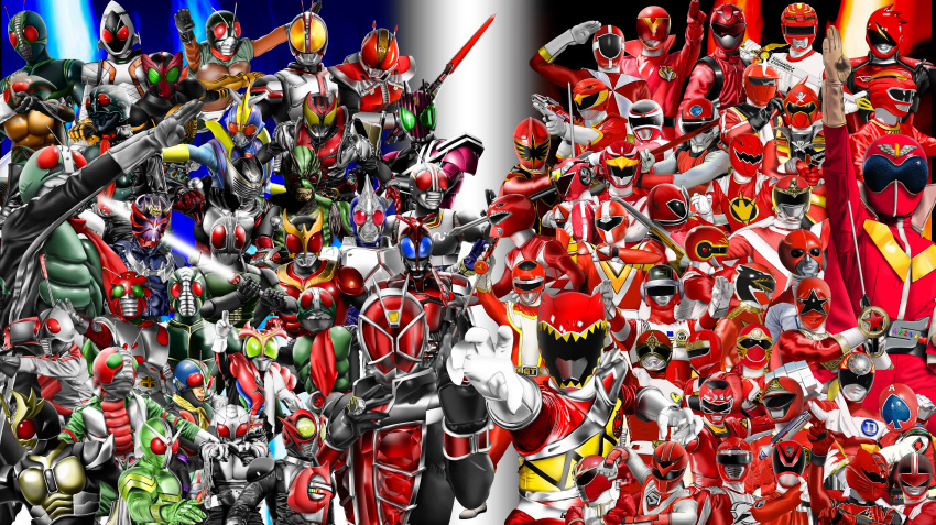 6+boys abared absolutely_everyone absurdres aka_ranger akiba_red antennae arm_up bakuryuu_sentai_abaranger battle_fever_j battle_japan belt bouken_red change_dragon chikyuu_sentai_fiveman choudenshi_bioman choujin_sentai_jetman choujuu_sentai_liveman chouriki_sentai_ohranger choushinsei_flashman company_connection dai_sentai_goggle_v deka_red dekared dengeki_sentai_changeman denji_sentai_megaranger denshi_sentai_denziman denzi_red dyna_red engine_sentai_go-onger everyone five_red gao_red geki_red gekisou_sentai_carranger ginga_red go-on_red go_red goggle_red gogo_sentai_boukenger gokai_red gosei_red gosei_sentai_dairanger highres hikari_sentai_maskman hikounin_sentai_akibaranger himitsu_sentai_gorenger hiryuu_tsurugi hurricane_red hyakujuu_sentai_gaoranger j.a.k.q._dengekitai jewelry juuken_sentai_gekiranger kagaku_sentai_dynaman kaiketsu_zubat kaiketsu_zubat_(series) kaizoku_sentai_gokaiger kamen_rider kamen_rider_(1st_series) kamen_rider_1 kamen_rider_2 kamen_rider_555 kamen_rider_agito kamen_rider_agito_(series) kamen_rider_amazon kamen_rider_amazon_(series) kamen_rider_black kamen_rider_black_rx kamen_rider_black_rx_(series) kamen_rider_blade kamen_rider_blade_(series) kamen_rider_dcd kamen_rider_decade kamen_rider_den-o kamen_rider_den-o_(series) kamen_rider_double kamen_rider_faiz kamen_rider_fourze kamen_rider_fourze_(series) kamen_rider_g kamen_rider_hibiki kamen_rider_hibiki_(series) kamen_rider_j kamen_rider_j_(movie) kamen_rider_kabuto kamen_rider_kabuto_(series) kamen_rider_kiva kamen_rider_kiva_(series) kamen_rider_kuuga kamen_rider_kuuga_(series) kamen_rider_ooo kamen_rider_ooo_(series) kamen_rider_ryuki kamen_rider_ryuki_(series) kamen_rider_shin kamen_rider_stronger kamen_rider_stronger_(series) kamen_rider_super-1 kamen_rider_super-1_(series) kamen_rider_v3 kamen_rider_v3_(series) kamen_rider_w kamen_rider_wizard kamen_rider_wizard_(series) kamen_rider_x kamen_rider_x_(series) kamen_rider_zo kamen_rider_zx kimiya_(zetuboh) kousoku_sentai_turboranger kyoryu_red kyouryuu_sentai_zyuranger kyuukyuu_sentai_gogofive magi_red mahou_sentai_magiranger male_focus mask mega_red mirai_sentai_timeranger multiple_boys new_kamen_rider ninja_red ninja_sentai_kakuranger ninpuu_sentai_hurricanger odd_one_out oh_red red_buster red_falcon red_flash red_hawk red_mask red_one red_racer red_turbo riderman ring ryuu_ranger salute samurai_sentai_shinkenger sea_jetter_kaito sea_jetter_kaito_(series) seijuu_sentai_gingaman shin_kamen_rider_prologue shinken_red skyrider spade_ace super_sentai sword taiyou_sentai_sun_vulcan tensou_sentai_goseiger time_red toei_animation toei_company tokumei_sentai_go-busters tokusou_sentai_dekaranger tyranno_ranger vul_eagle weapon zyuden_sentai_kyoryuger