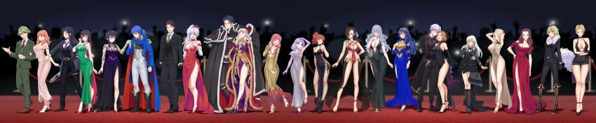 5boys 6+girls ;d absurdres accessories aged_up alm_(fire_emblem) alternate_costume anna_(fire_emblem) anna_(fire_emblem_engage) arm_up armor ayra_(fire_emblem) bare_legs barefoot black_eyes black_hair blue_eyes blue_hair boots braid breasts brown_eyes brown_hair camilla_(fire_emblem) cape celica_(fire_emblem) character_request choker cleavage cleavage_cutout clothing_cutout dancer dorothea_arnault dress earrings elbow_gloves female_kiran_(fire_emblem) finger_to_own_chin fire_emblem fire_emblem:_genealogy_of_the_holy_war fire_emblem:_path_of_radiance fire_emblem:_radiant_dawn fire_emblem:_thracia_776 fire_emblem:_three_houses fire_emblem_awakening fire_emblem_echoes:_shadows_of_valentia fire_emblem_engage fire_emblem_fates fire_emblem_heroes fishnets flat_chest formal_clothes gloves green_eyes grey_hair grima_(fire_emblem) hair_over_one_eye hair_over_shoulder high_heels highres holding_hands hug igni_tion ilyana_(fire_emblem) ishtar_(fire_emblem) jewelry kagero_(fire_emblem) kiran_(fire_emblem) larcei_(fire_emblem) large_breasts long_hair long_image long_sleeves looking_at_another looking_at_viewer lucina_(fire_emblem) lysithea_von_ordelia male_robin_(fire_emblem) male_robin_(grima)_(fire_emblem) mareeta_(fire_emblem) medium_breasts medium_hair mercedes_von_martritz merrin_(fire_emblem) micaiah_(fire_emblem) mitama_(fire_emblem) multiple_boys multiple_girls nintendo one_eye_closed open_mouth orange_eyes orange_hair pink_eyes pink_hair ponytail purple_eyes red_eyes red_hair reinhardt_(fire_emblem) revealing_clothes seliph_(fire_emblem) short_hair side_ponytail side_slit sideboob sleeveless sleeveless_dress small_breasts smile spoilers star-shaped_pupils star_(symbol) suit sword symbol-shaped_pupils tail tiara very_short_hair weapon white_hair wide_image zelgius_(fire_emblem)