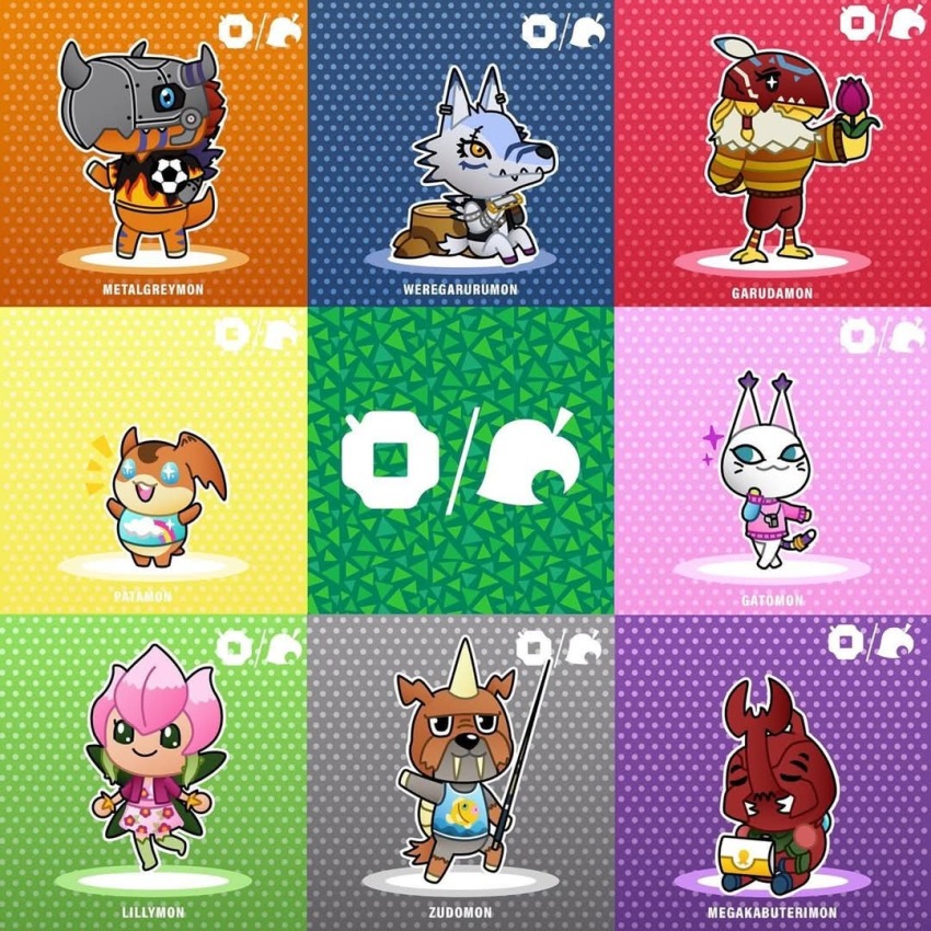 animal_crossing atlurkabuterimon atlurkabuterimon_(red) ball blue_eyes digimon digimon_(creature) garudamon horns lilimon metalgreymon nintendo parody patamon sharp_teeth soccer_ball style_parody tailmon teeth weregarurumon wings zudomon