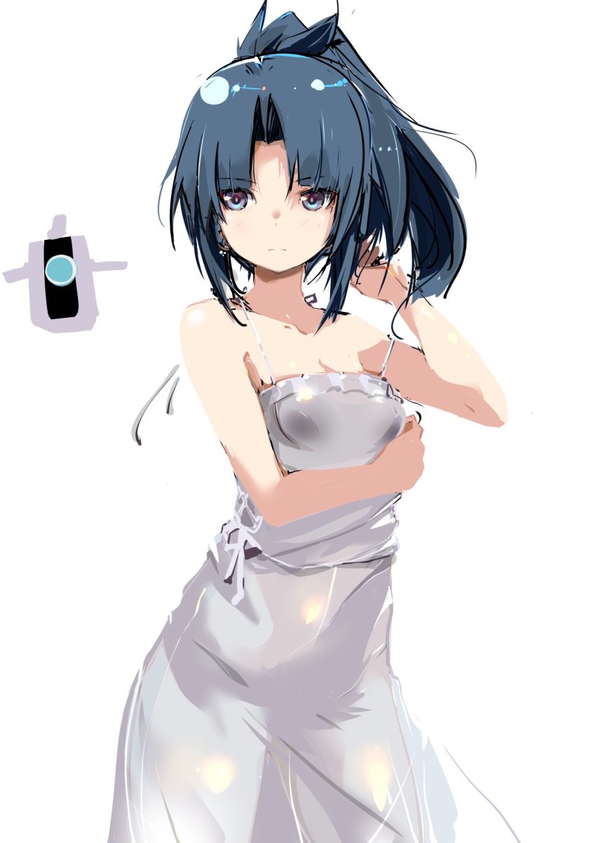 arm_under_breasts hair_intakes high_ponytail highres parted_bangs ponytail simple_background tagme white_background yoto_(rinlin2)
