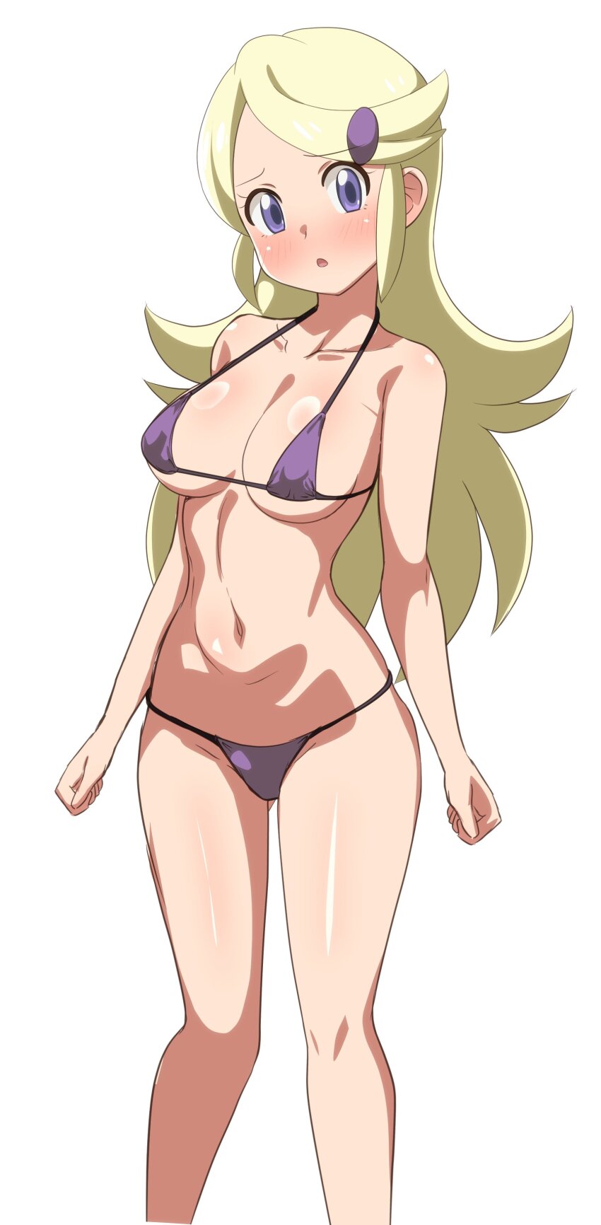 absurdres ace_trainer_(pokemon) alternate_costume bikini highres nintendo pokemon pokemon_xy simple_background solo swimsuit white_background yugo-eti