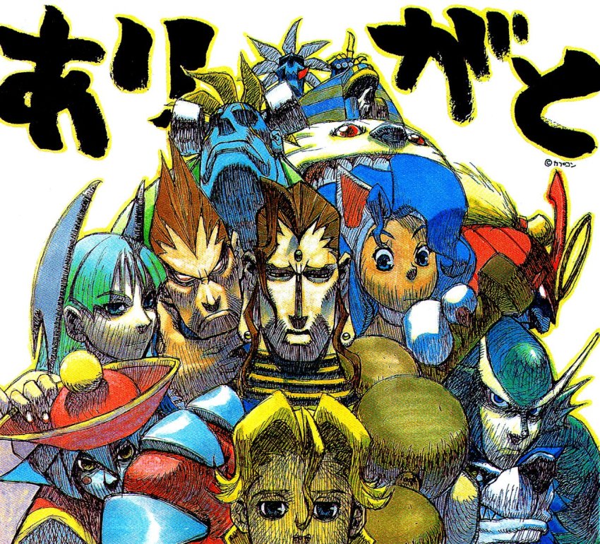4girls 6+boys anakaris anita_(darkstalkers) rikuo_(darkstalkers) bishamon_(darkstalkers) blonde_hair blue_eyes blue_hair brown_hair capcom demitri_maximoff demon_girl donovan_baine felicia_(darkstalkers) jon_talbain green_eyes green_hair hat ikeno_daigo hsien-ko lord_raptor morrigan_aensland multiple_boys multiple_girls sasquatch_(darkstalkers) darkstalkers victor_von_gerdenheim lord_raptor