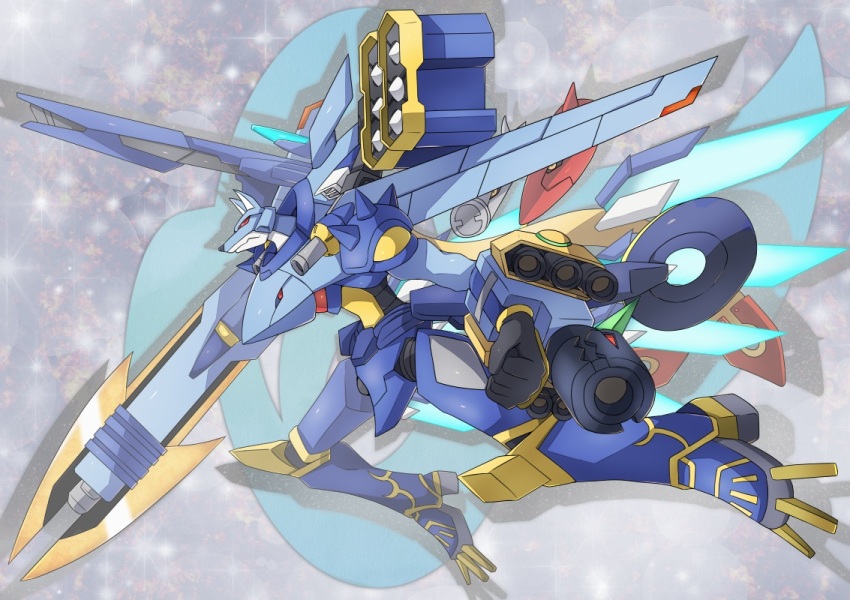 armor cannon cresgarurumon cyborg digimon digimon_(creature) fusion magnagarurumon metalgarurumon_x-antibody missile_pod solo wolf z&#039;dgarurumon