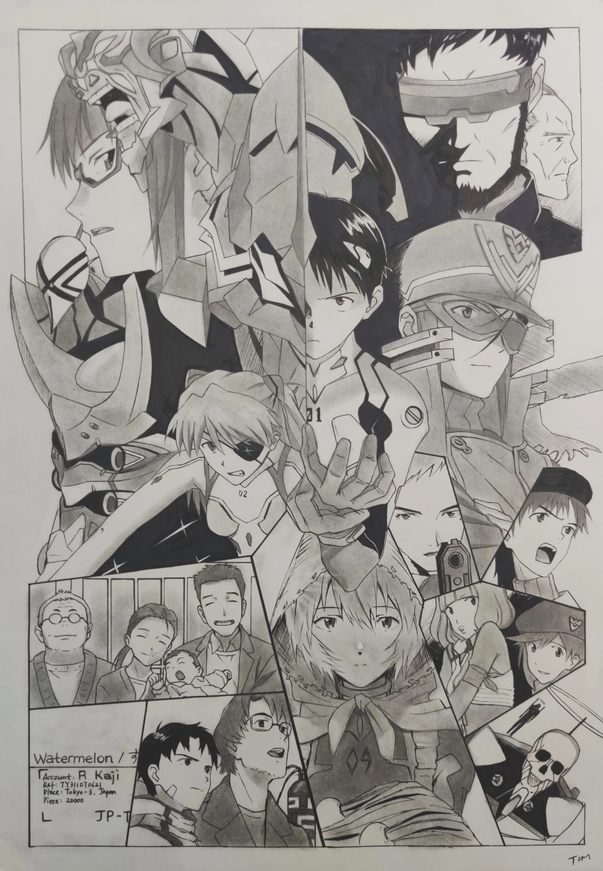 6+boys 6+girls absurdres aida_kensuke akagi_ritsuko angry ayanami_rei baby bandaid bandaid_on_face beard evangelion:_3.0+1.0_thrice_upon_a_time expressionless eyepatch facial_hair glasses gun hair_between_eyes hair_ornament hairclip hat highres horaki_hikari ikari_gendou ikari_shinji katsuragi_misato kitakami_midori looking_at_viewer makinami_mari_illustrious mecha_pilot_suit multiple_boys multiple_girls neon_genesis_evangelion open_mouth plugsuit_(evangelion) ponytail rebuild_of_evangelion serious smile souryuu_asuka_langley suzuhara_sakura suzuhara_touji suzuhara_tsubame weapon