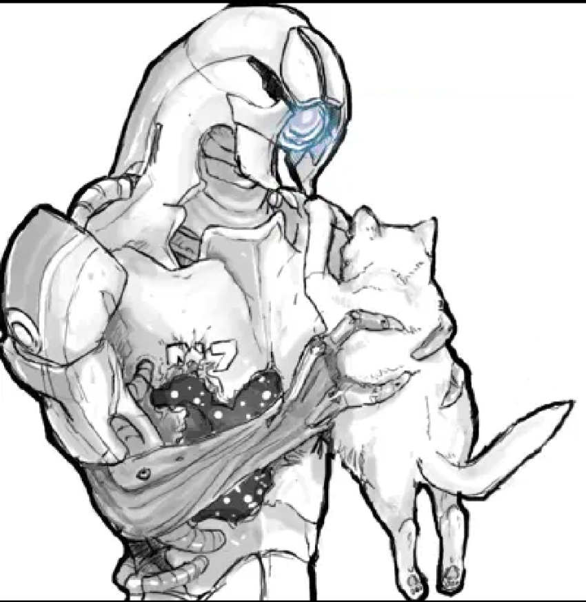 blastosaveschristmas cat geth joints legion_(mass_effect) mass_effect_(series) mechanical_arms n7_armor robot robot_joints tail tail_wagging tumblr tumblr_username