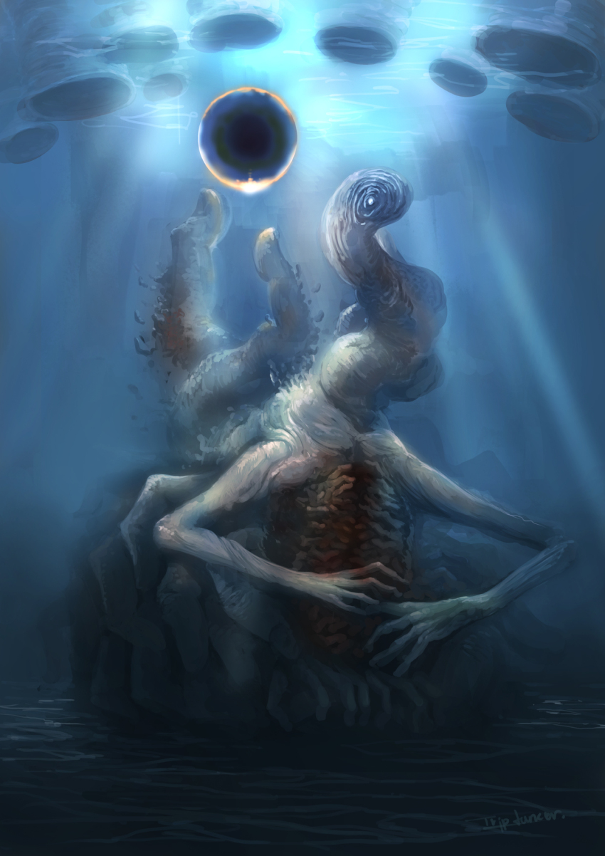 elden_ring highres looking_at_viewer magic metyr_mother_of_fingers monster no_humans solo tentacles tripdancer water