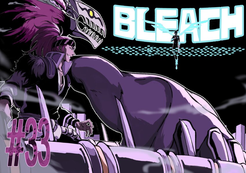 2boys :d abarai_renji bankai battle black_background black_kimono bleach bleach:_sennen_kessen-hen chinese_commentary commentary_request copyright_name cowboy_shot energy_wings fighting_stance glasses grin headband highres holding holding_weapon ishida_uryuu japanese_clothes kimono long_hair long_sleeves looking_at_another male_focus multiple_boys obi open_mouth ponytail profile puff_of_air red_hair sash shaolong short_hair simple_background smile solo_focus souou_zabimaru_(bankai) weapon wide_shot wide_sleeves
