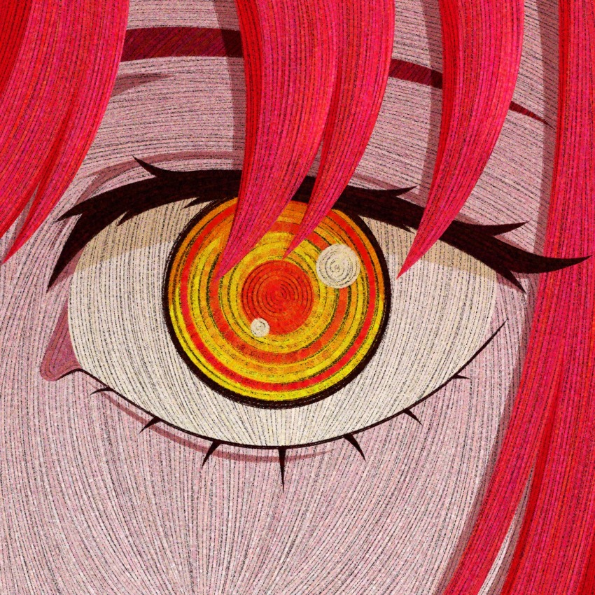 1girl chainsaw_man close-up cryptidhermit eye_focus eyelashes highres long_hair looking_at_viewer makima_(chainsaw_man) multicolored_eyes red_hair ringed_eyes solo yellow_eyes