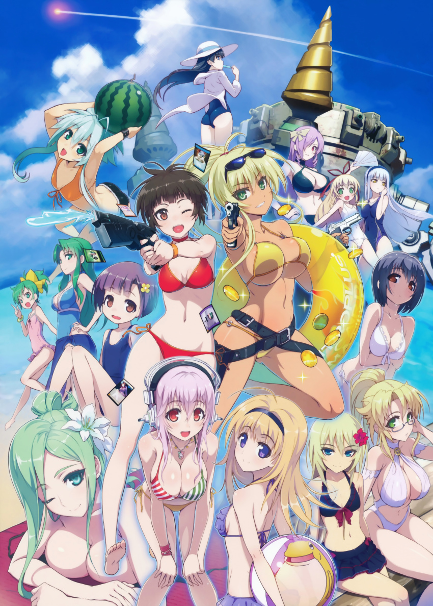 00s 10s 6+girls :d ;) ;d absurdres antenna_hair arched_back ass ball barefoot beach beachball bent_over bikini bikini_skirt black_bikini black_hair blassreiter blonde_hair blue_eyes blue_one-piece_swimsuit bow bracelet breast_hold breast_rest breasts brown_eyes brown_hair cal_devens camisole card casual_one-piece_swimsuit chaos;head character_request choker cleavage cloud coin company_connection competition_swimsuit contrail cornalina crossed_legs crossover dark-skinned_female dark_skin day demonbane drill dual_wielding eyewear_on_head flat_chest flower food frilled_bikini frills front-tie_bikini_top front-tie_top fruit gekkou_no_carnevale gero_kaerun glasses green_eyes green_hair grin guilty_crown gun hair_between_eyes hair_bow hair_flower hair_ornament hair_over_one_eye hair_ribbon hairband hanachirasu hand_on_own_hip handgun hands_on_own_knees hat headphones hello_world. highres hikari_(soukou_akki_muramasa) holding holster hood hoodie innertube iris_(gekkou_no_carnevale) jacket jewelry jingai_makyou kaze_no_ushiro_wo_ayumumono_(kazeko) kugayama_mika kugayama_wakana large_breasts leica_(demonbane) long_hair lying mitsurugi_yoishi multiple_girls navel necklace nishijou_nanami nitroplus o-ring o-ring_bottom olga_(soukou_akki_muramasa) on_stomach one-piece_swimsuit one_eye_closed ookuma_nekosuke open_mouth outdoors perla phantom_of_inferno phenomeno pink_hair pistol ponytail popsicle present_(guilty_crown) psycho-pass purple_bikini purple_eyes purple_hair red_bikini red_eyes ribbon school_swimsuit short_hair side-tie_bikini_bottom sidelocks sitting sky small_breasts smile soukou_akki_muramasa sparkle string_bikini striped_bikini striped_clothes sun_hat sunglasses super_sonico swim_ring swimsuit takigawa_yumi tsunemori_akane water water_gun watermelon weapon white_bikini white_one-piece_swimsuit white_school_swimsuit