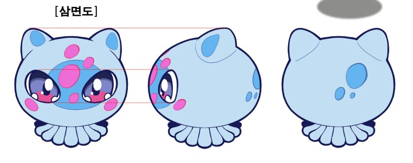 blue_eyes digimon digimon_(creature) jellyfish korean_text looking_at_viewer oh_sorry_01 puyoyomon tentacles translation_request