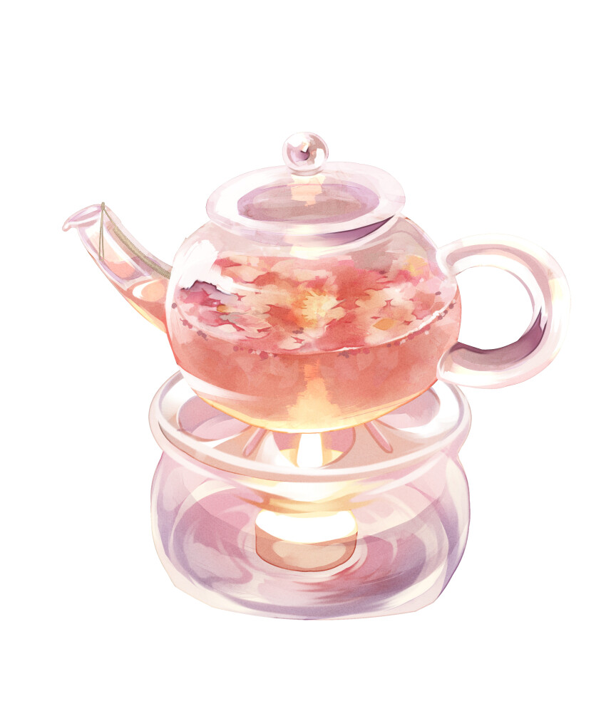 absurdres food food_focus highres no_humans original pleiades_pleiades simple_background still_life tea teapot transparent white_background