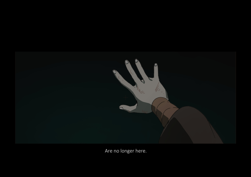 1girl commentary dark_background english_commentary english_text fingernails hand_focus highres horse_race_tests jovial_merryment meka_aoratos solo