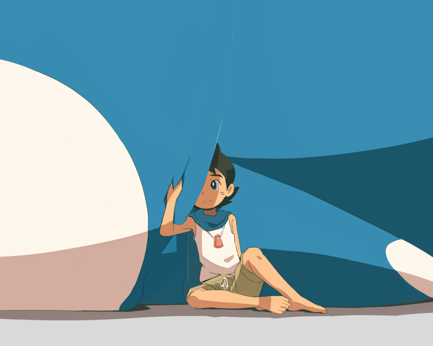 10s 1boy absurdres bad_id bad_pixiv_id barefoot besuyama dekanyan head_out_of_frame highres keizou male_focus sitting solo_focus traditional_youkai youkai_watch