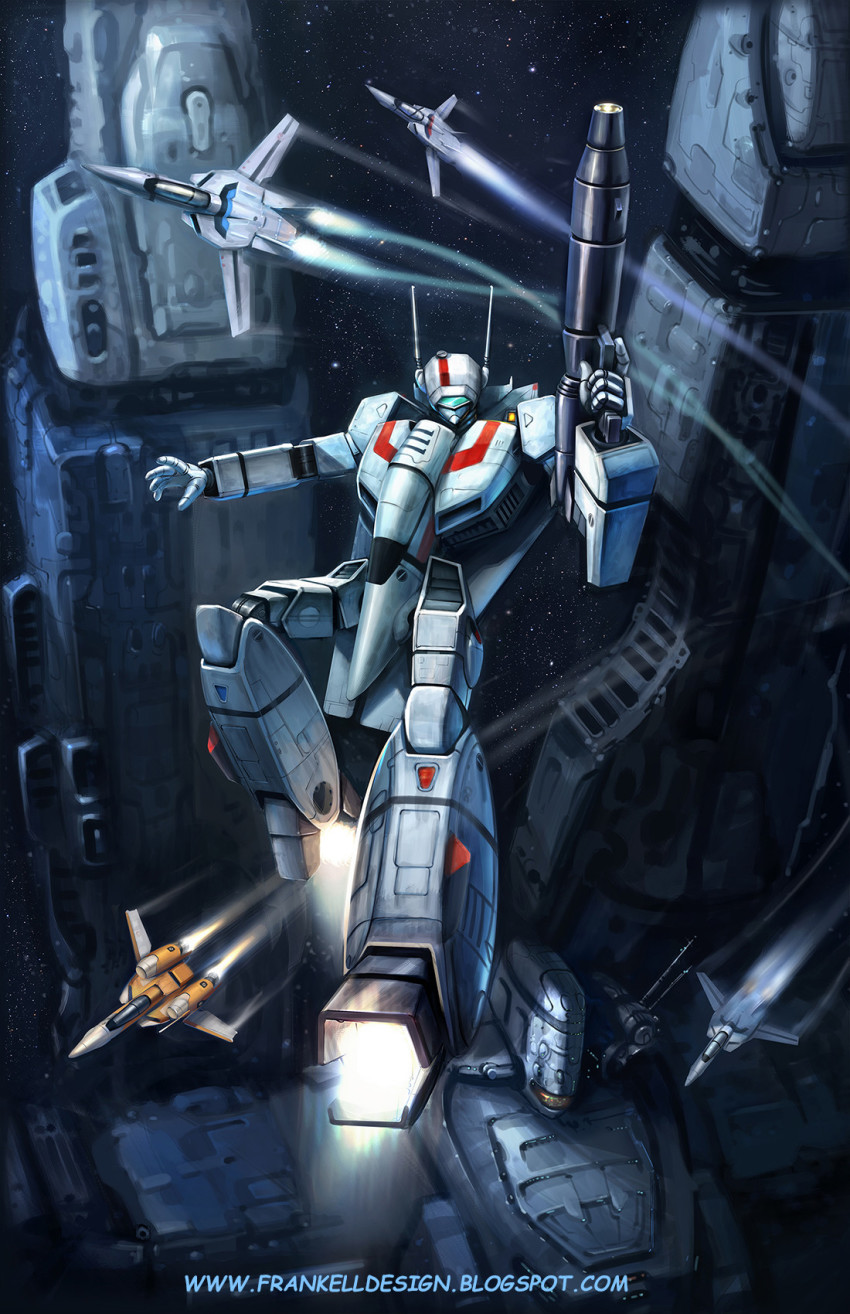 choujikuu_yousai_macross commentary el_fabuloso_octavio energy_cannon english_commentary fleet gunpod highres machinery macross macross:_do_you_remember_love? mecha no_humans realistic redesign robot robotech science_fiction sdf-1 space spacecraft star_(symbol) star_symbol_background thrusters u.n._spacy variable_fighter vf-1 vf-1a vf-1j vt-1_super watermark web_address