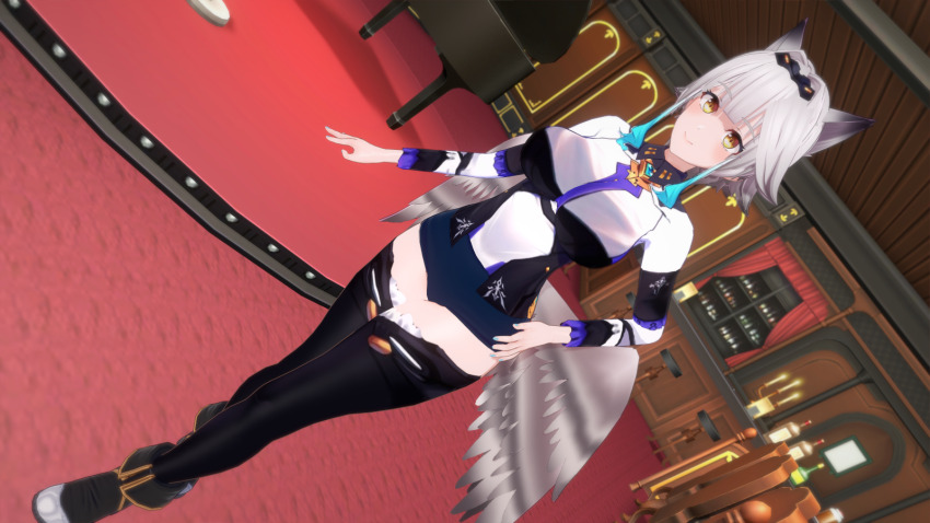 brown_wings feathered_wings front-to-back highres indie_virtual_youtuber kayamori_emma koikatsu low_wings virtual_youtuber white_hair wings yellow_eyes