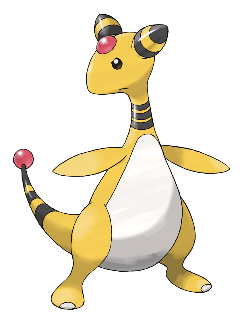 absurdres ampharos closed_mouth full_body gen_2_pokemon highres nintendo no_humans official_art pokemon pokemon_(creature) pokemon_focus pokemon_hgss solo standing sugimori_ken third-party_source transparent_background