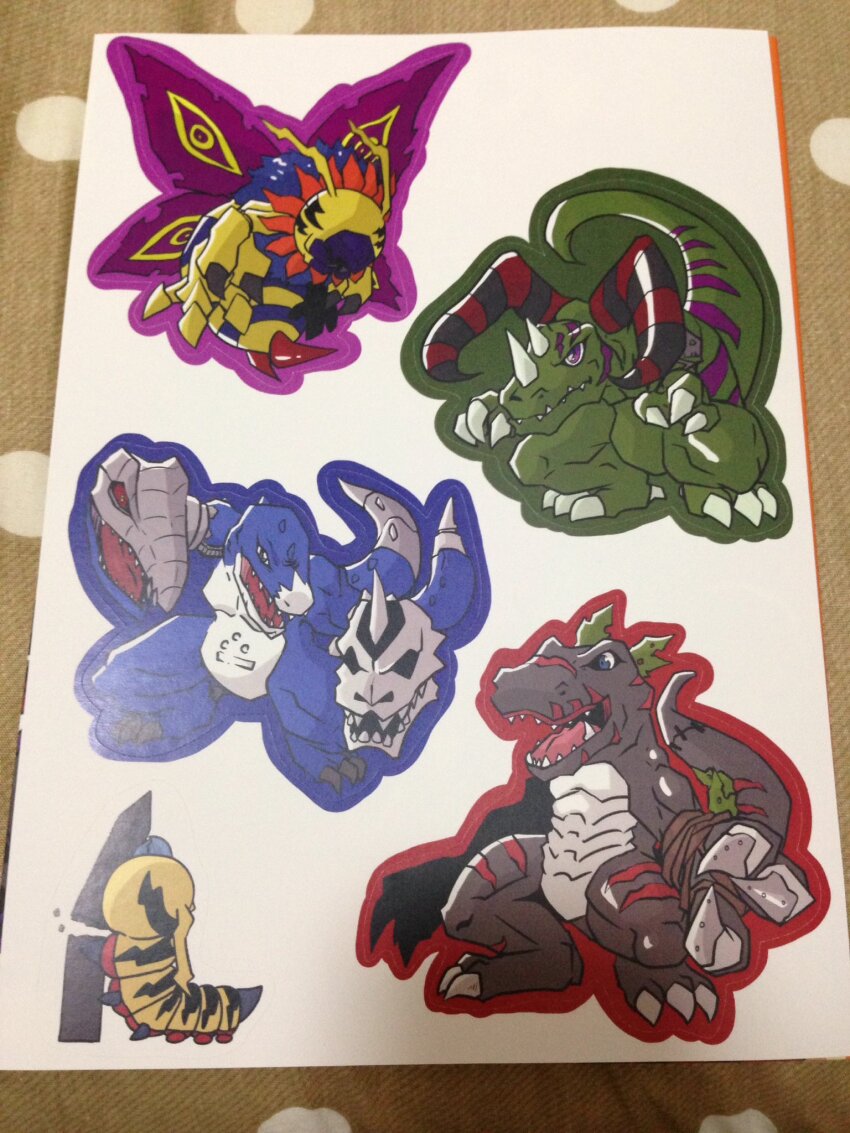 beak claws darktyranomon deltamon digimon digimon_(creature) flymon highres kunemon photo_(medium) sharp_teeth tail teeth tuskmon