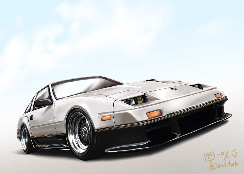 artist_name car diesel-turbo motor_vehicle nissan nissan_300zx nissan_300zx_(z31) nissan_fairlady_z no_humans original shadow simple_background solo sports_car still_life vehicle_focus white_background