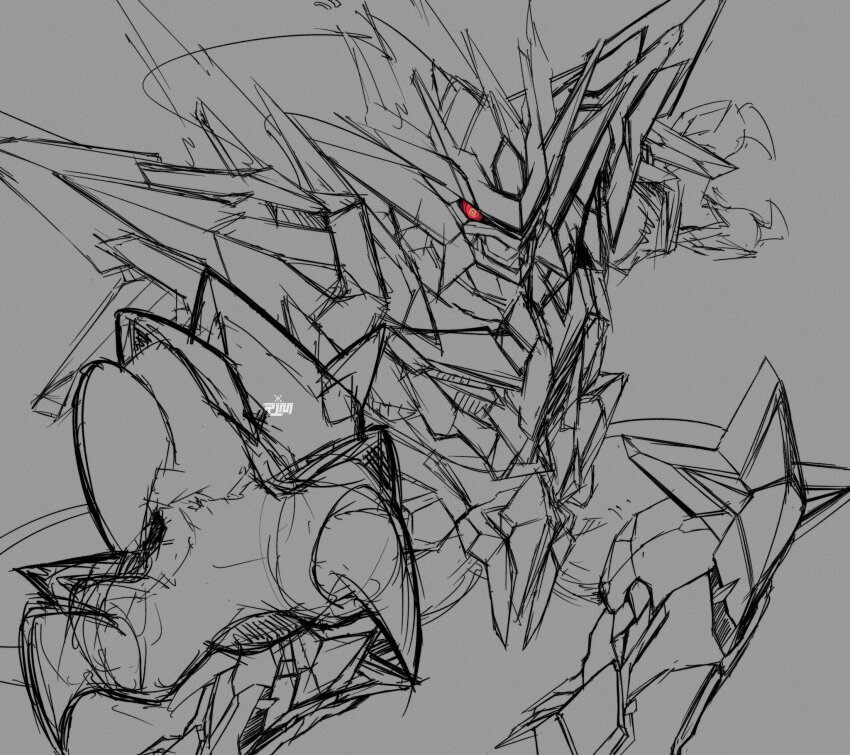 armor claws digimon digimon_(creature) dragon_boy highres magnamon magnamon_x-antibody magnamon_x-antibody_gold_digizoid_mode red_eyes solo