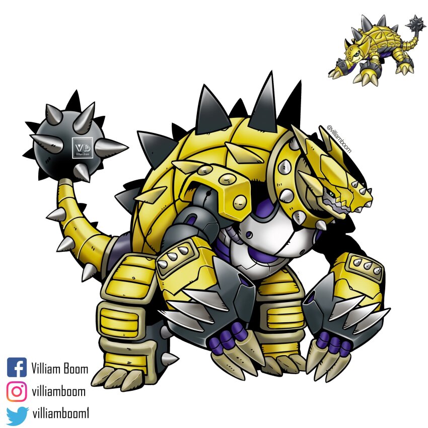 ankylomon claws digimon digimon_(creature) highres oridigi original robot spikes tail villiam_boom