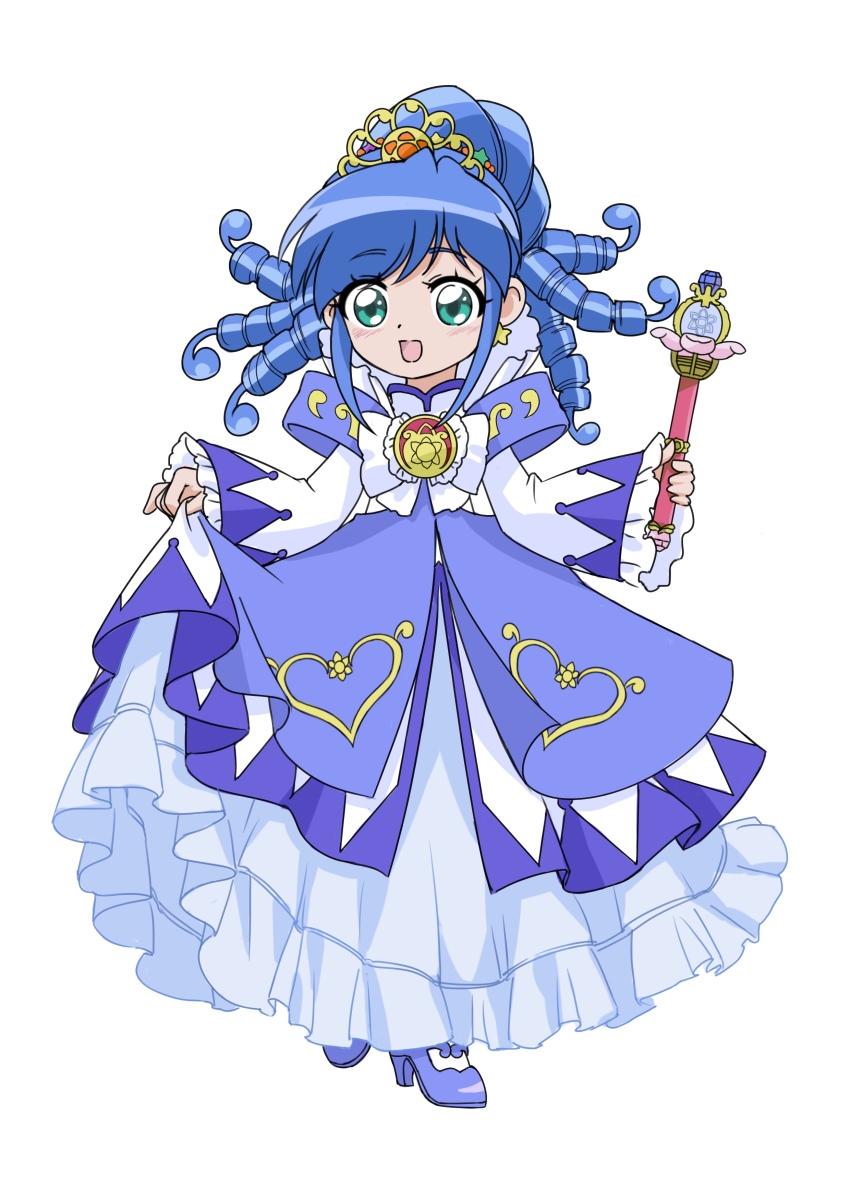 absurdres blue_hair dress fushigiboshi_no_futago_hime gown green_eyes highres magical_girl non-web_source rein_(futagohime) rein_(prominence_dress_up)_(futagohime)