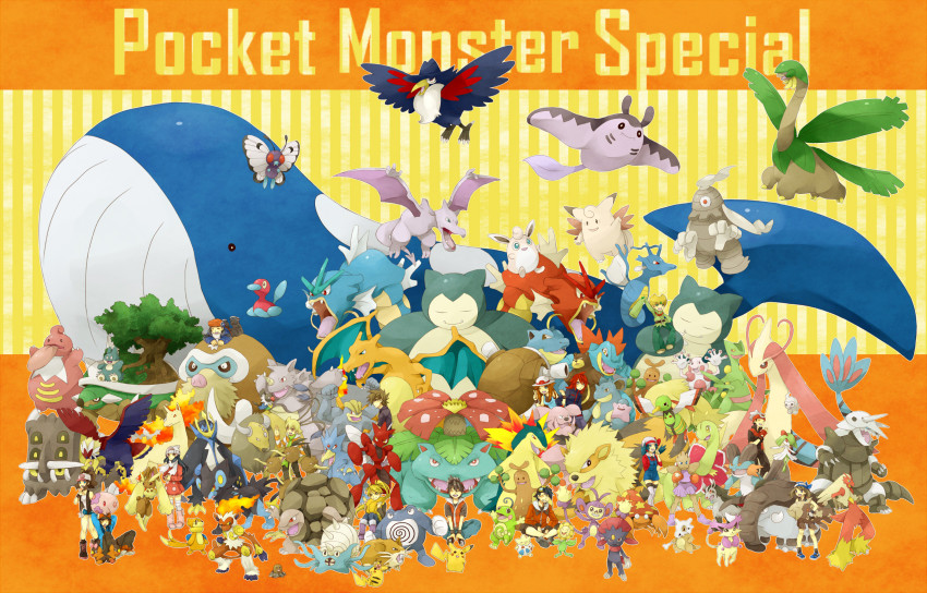 6+boys 6+girls aerodactyl aggron alternate_color alternate_costume alternate_hairstyle ambipom animal_nose arcanine bad_id bad_pixiv_id barry_(pokemon) bastiodon bear bird blastoise blaziken blue_oak bone braviary brendan_(pokemon) brown_hair bug buizel bull butterfree castform castform_(normal) charizard chatot chuchu_(pokemon) clefable copyright_name cosplay crab cubone dawn_(pokemon) delcatty diglett ditto dodrio donphan dragon duck dusclops emerald_(pokemon) empoleon ethan_(pokemon) everyone feraligatr fire fish flame-tipped_tail flower flying gen_1_pokemon gen_2_pokemon gen_3_pokemon gen_4_pokemon gen_5_pokemon golduck golem_(pokemon) granbull green_(pokemon) gyarados hair_flower hair_ornament hat highres hilbert_(pokemon) hilda_(pokemon) hitmonchan holding holding_unworn_clothes holding_unworn_hat honchkrow horns infernape kingdra kirlia kris_(pokemon) kutta lickilicky locked_arms long_hair lopunny lucas_(pokemon) luxray machamp mamoswine mantine may_(pokemon) mightyena milotic monkey mr._mime multiple_boys multiple_girls munchlax munna nidoqueen nintendo omastar parasect pikachu pokemon pokemon_adventures pokemon_bw pokemon_dppt pokemon_hgss pokemon_rgby pokemon_rse politoed poliwrath porygon2 rapidash raticate red_(pokemon) relicanth rhydon sceptile scizor shiny_pokemon silver_(pokemon) single_horn sitting snorlax spikes starter_pokemon_trio sudowoodo sunflora swampert tail tauros tepig togepi torterra tree tropius typhlosion unworn_hat unworn_headwear ursaring v venusaur wailord weavile whale wings xatu yellow_(pokemon)