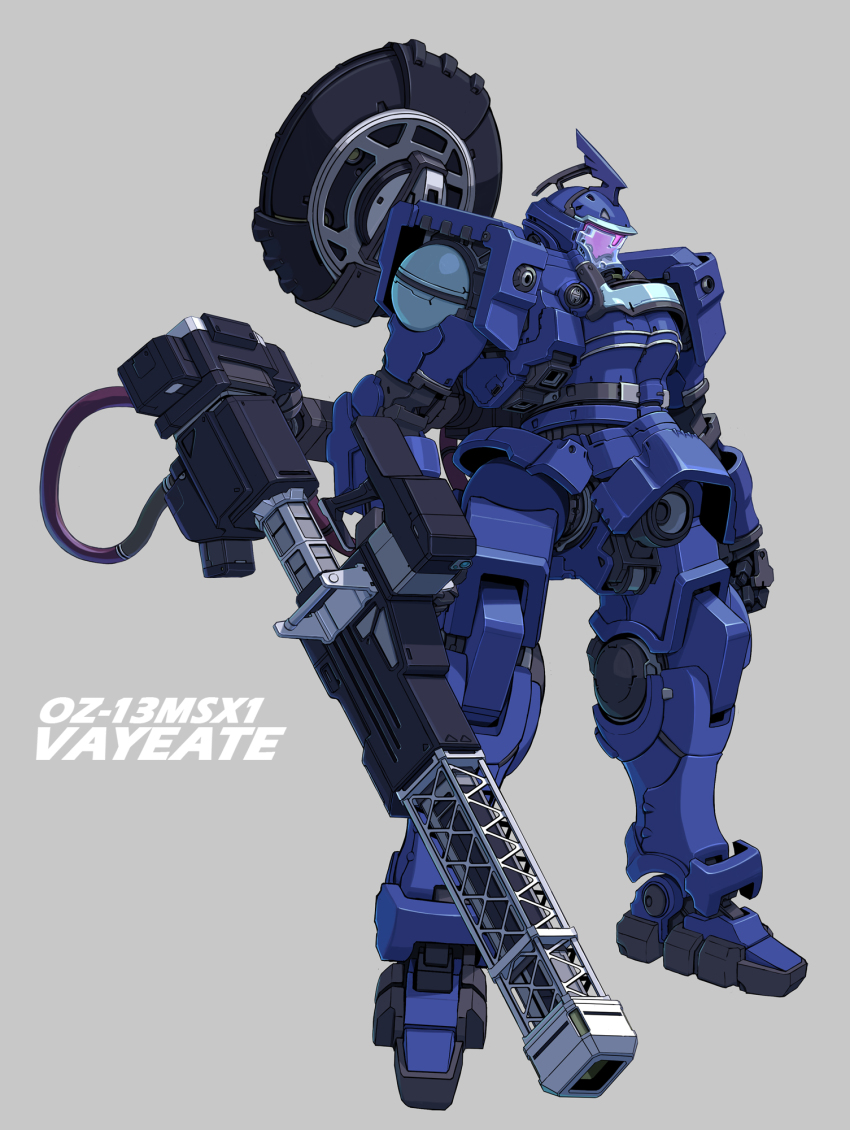 beam_rifle cannon character_name directed-energy_weapon energy_cannon energy_gun energy_weapon generator grey_background gun gundam gundam_wing highres holding holding_gun holding_weapon ishida_baru looking_down magnetic_weapon mecha military military_vehicle no_humans particle-beam_weapon plasma_cannon plasma_gun plasma_railgun plasma_rifle railgun rifle robot solo standing vayeate visor weapon