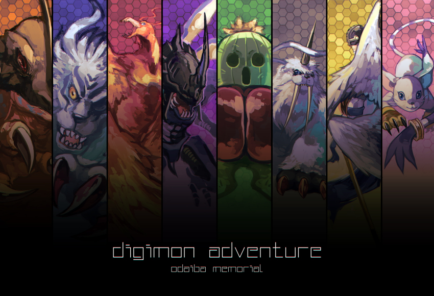 angemon animal_ears birdramon cat cat_ears digimon digimon_(creature) garurumon gloves greymon highres holy_ring ikkakumon kabuterimon tail tailmon togemon