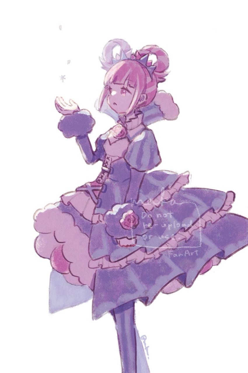 1girl aqua_pantyhose blunt_bangs cross-laced_clothes cross-laced_dress dress facial_mark fire_emblem fire_emblem_engage folded_twintails fur_wrist_cuffs hair_flaps hair_rings heart heart_facial_mark highres hortensia_(fire_emblem) mamekobako multicolored_hair multicolored_tiara nintendo open_mouth pantyhose pink_eyes pink_hair sidelocks solo striped_clothes striped_dress two-tone_hair two-tone_pantyhose vertical-striped_clothes vertical-striped_dress wrist_cuffs