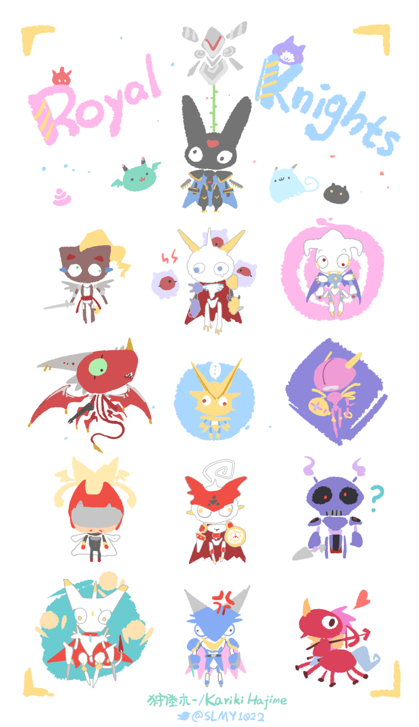 absurdres alphamon angry botamon cape craniummon digimon digimon_(creature) dodomon duftmon dukemon dynasmon examon floating gankoomon heart highres horns jesmon kuramon lordknightmon magnamon mask omegamon pafumon petitmon punimon royal_knights sleipmon tail ulforcev-dramon yggdrasill_(digimon) yggdrasill_7d6