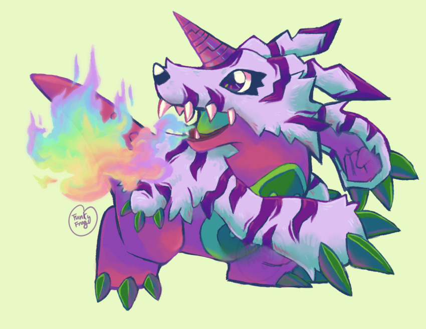 claws digimon digimon_(creature) fire psychemon sharp_teeth tail teeth