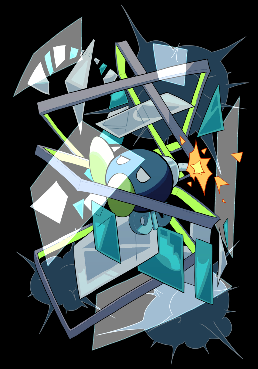 black_background bobby_(paper_mario) bomb commentary_request creature creature_focus explosion explosive falling fuse half-closed_eyes highres kanilemon mario_(series) nintendo no_humans paper paper_mario paper_mario:_the_origami_king solid_eyes solo white_eyes winding_key