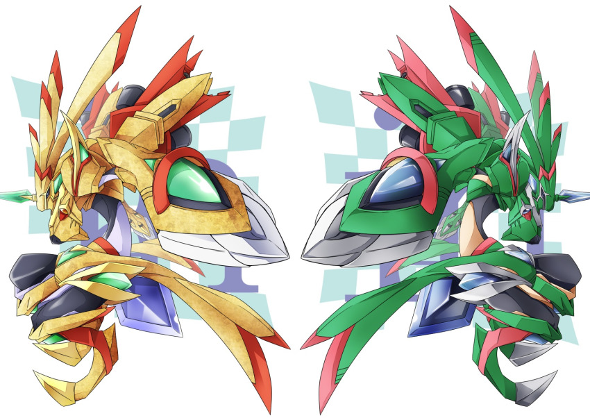 armor digimon dog gold_armor highres horn long_ears rabbit rapidmon_(armor) rapidmon_(perfect) rapidmon_x-antibody