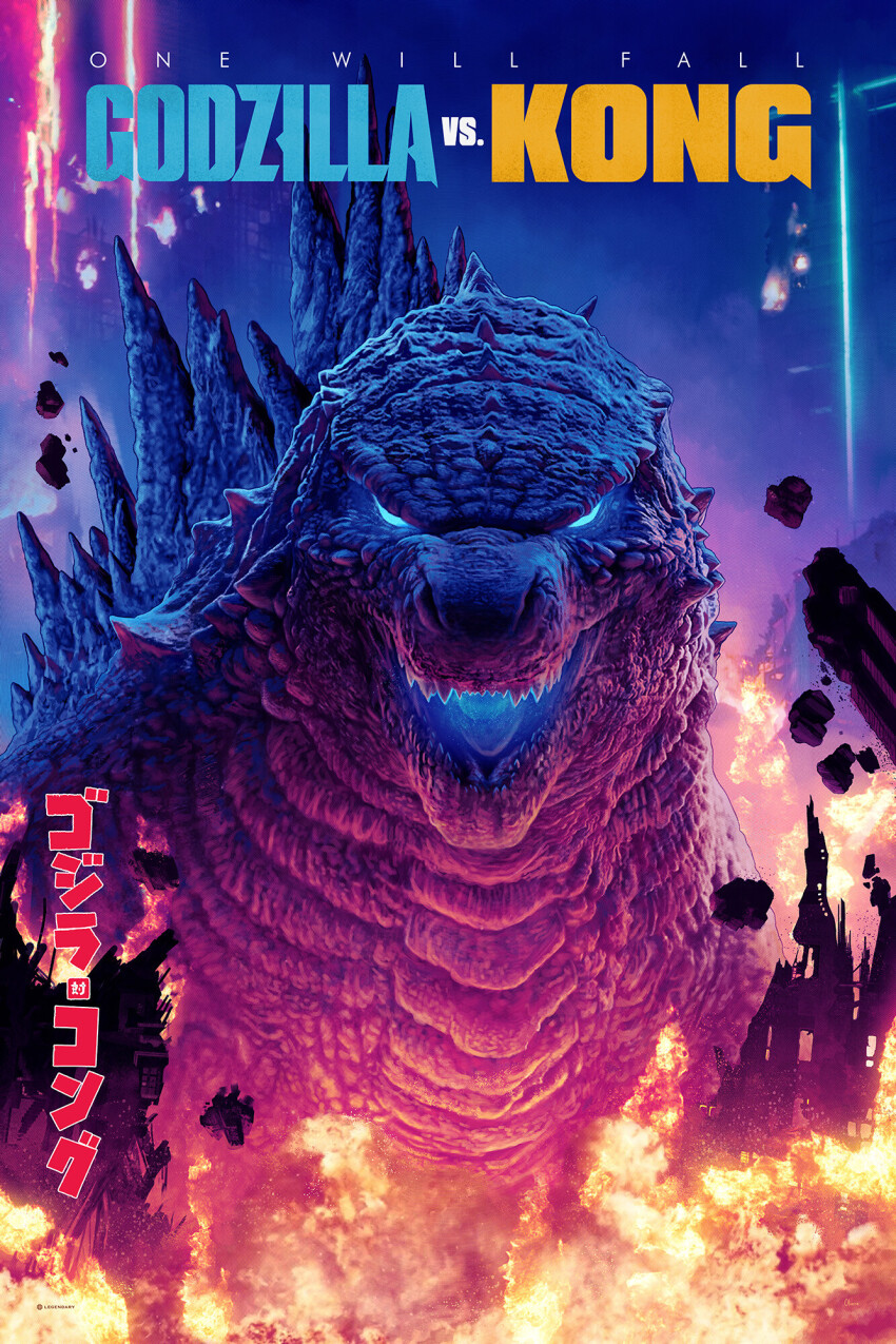 blue_eyes building city crossover debris destruction english_text giant giant_monster glowing glowing_eyes glowing_mouth glowing_spikes godzilla godzilla_(series) godzilla_vs._kong highres hong_kong japanese_text kaiju king_kong_(series) lava legendary_pictures looking_at_viewer mixed-language_text monster monsterverse neon_lights night no_humans no_pupils official_art open_mouth pablo_olivera real_world_location rubble sharp_teeth skyscraper smoke spikes teeth toho tongue variant_set