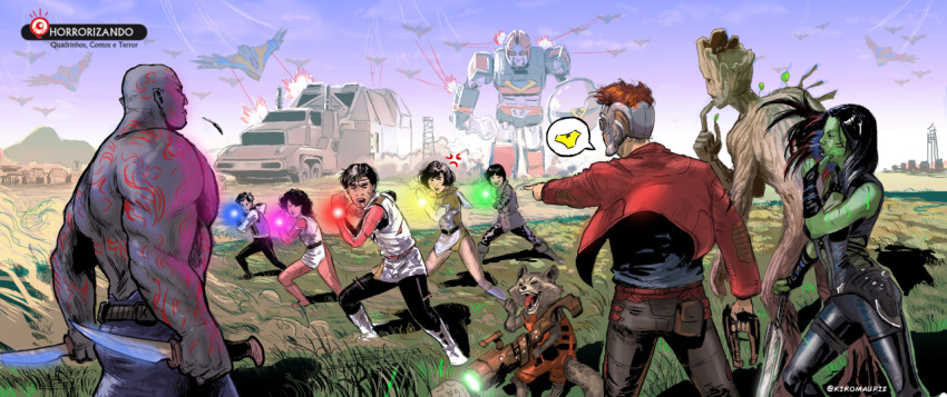 choushinsei_flashman crossover drax_the_destroyer gamora groot guardians_of_the_galaxy kikomauriz male_focus marvel marvel_cinematic_universe panties peter_quill power_rangers rocket_raccoon super_sentai tagme underwear