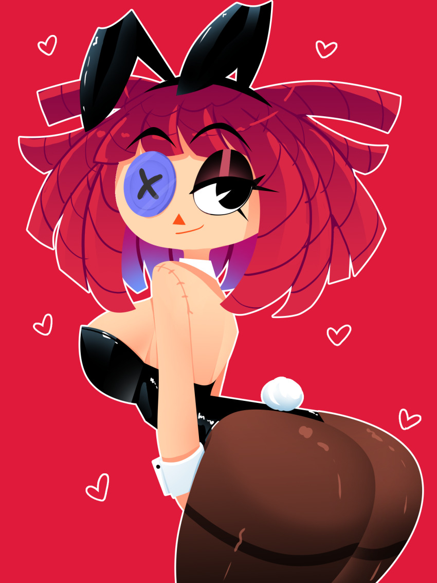 animal_ears ass breasts button_eye glitch_productions highres playboy_bunny ragatha_(the_amazing_digital_circus) the_amazing_digital_circus