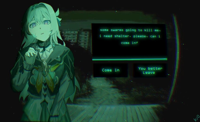 artist_name commentary english_commentary english_text firefly_(honkai:_star_rail) hair_between_eyes hair_intakes hairband honkai:_star_rail honkai_(series) kio26g long_hair long_sleeves looking_at_viewer no_i&#039;m_not_a_human parted_lips solo