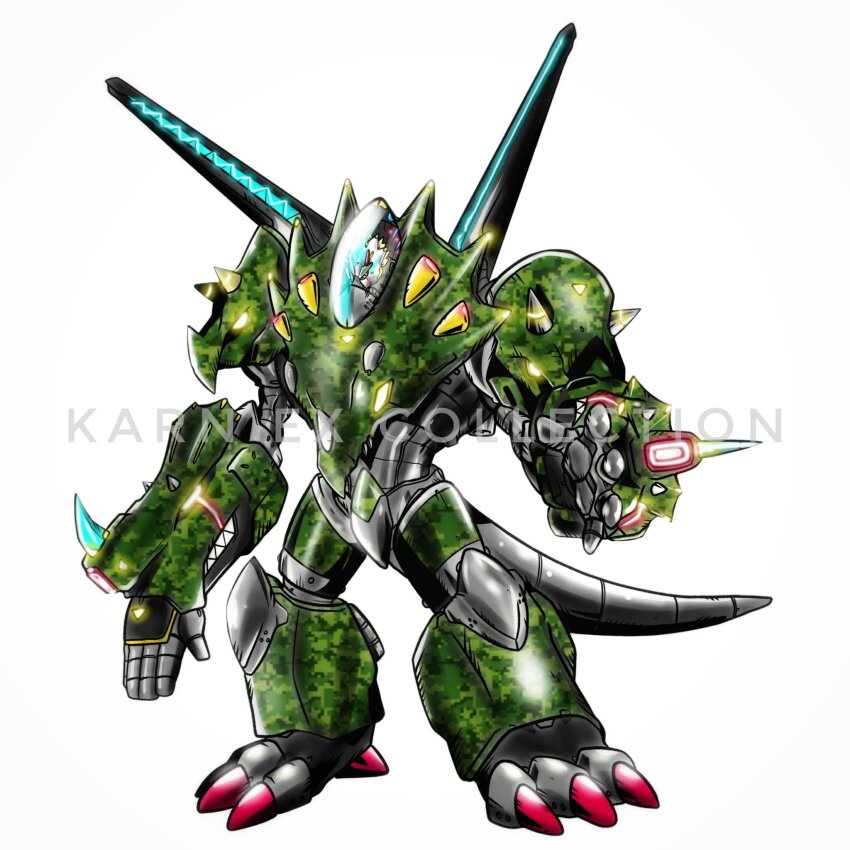 digimon digimon_(creature) highres mecha oridigi original robot solo triceratops weirdomonmaster wezengammamon