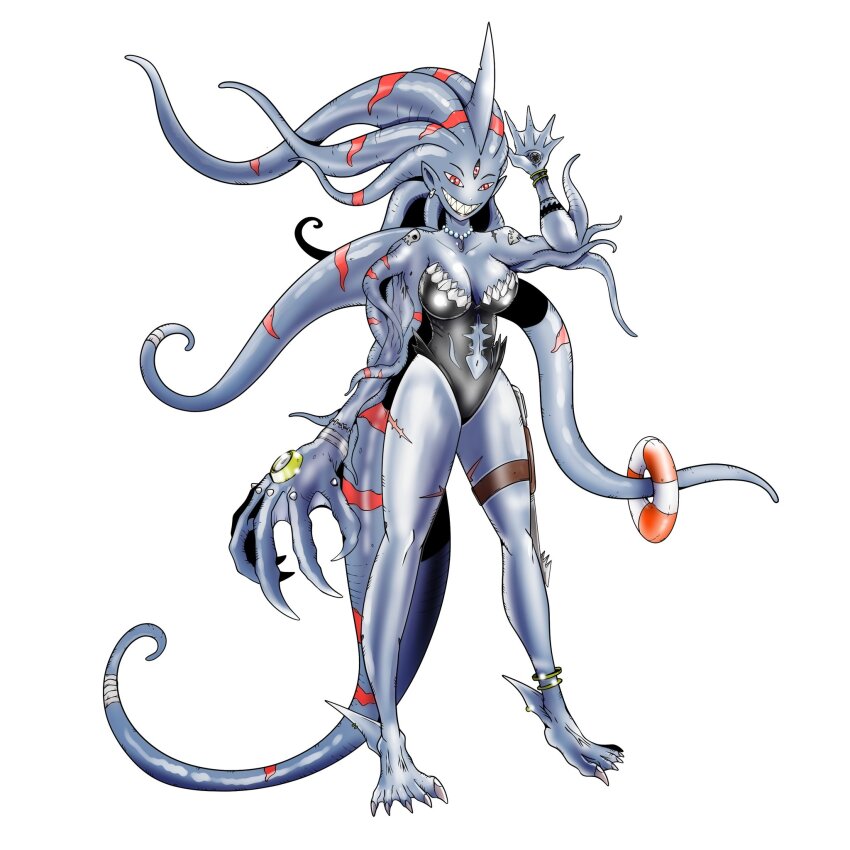 1girl claws digimon digimon_(creature) female_focus highres ladydevimon looking_at_viewer marindevimon oridigi original sharp_teeth solo teeth weirdomonmaster