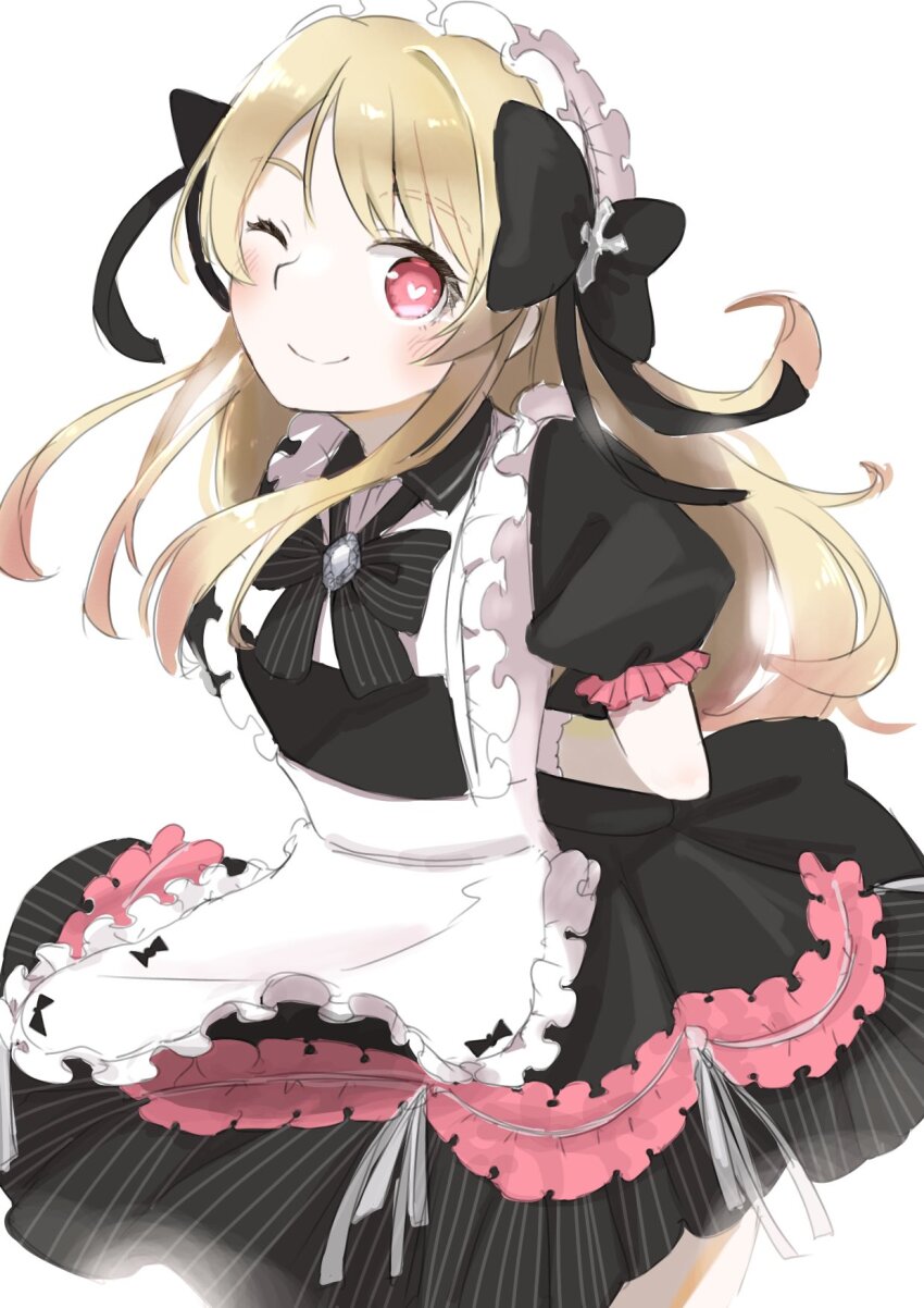 1girl 8aaaato blonde_hair chaos_marie_(grimms_notes) grimms_notes maid smile solo