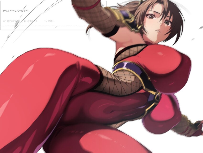 1girl ahonoko breasts large_breasts ponytail skin_tight solo soul_calibur soulcalibur soulcalibur_iv taki_(soulcalibur)