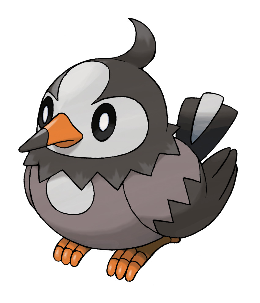animal_focus bird closed_mouth full_body gen_4_pokemon highres nintendo no_humans official_art pokemon pokemon_(creature) pokemon_dppt pokemon_focus solo starly sugimori_ken third-party_source transparent_background